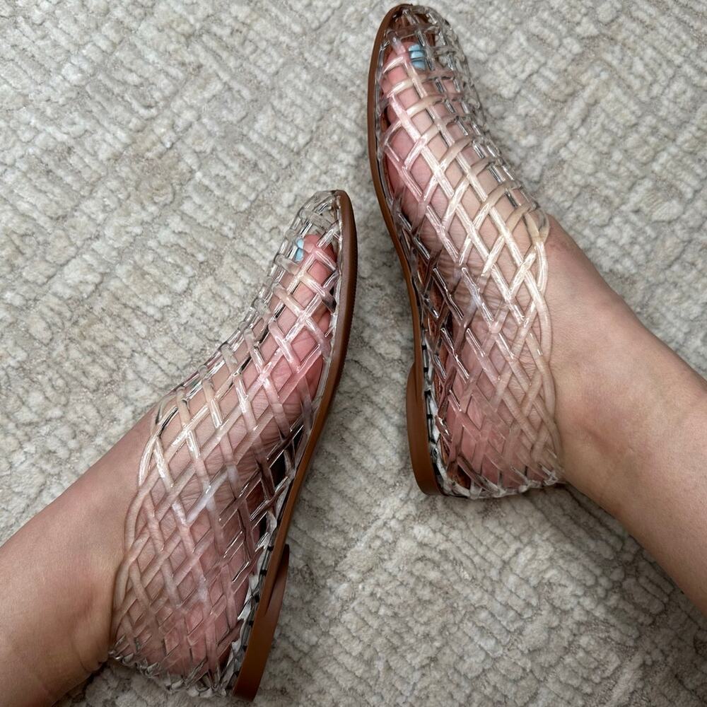 Clear Jelly Mesh Ballet Flats for Women Clear Hollow Jellies Flat Sandals